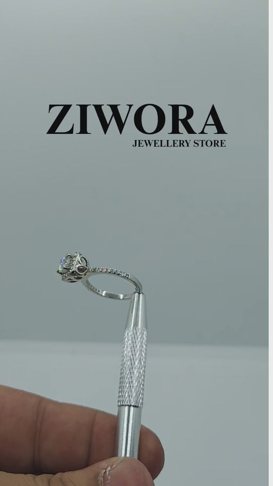 Timeless Edge: Mossanite Diamond Ring - White Gold Plated 925 Silver